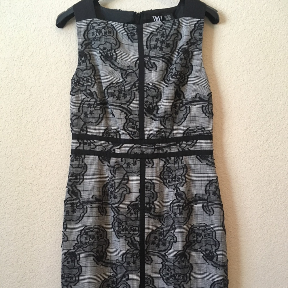 Wide strap, plaid and lace dress